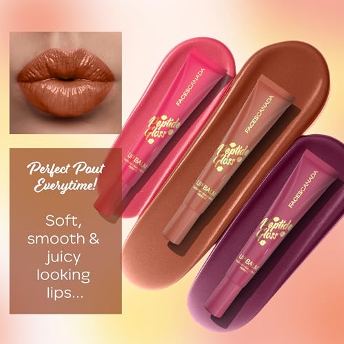 Image of FACES CANADA Peptide Gloss Lip Balm - Mocha Melt 01, 10 ml | Tinted Lip Balm | Deeply Nourishing | Lightweight | Soft & Smooth Finish | Overnight Lip Treatment | With Butters & Hyaluronic Acid Infused