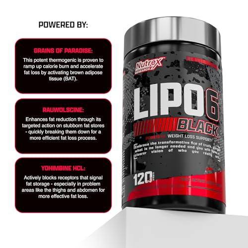 Nutrex Lipo-6 Black Max Strength Fat Burner - Fast Acting Energy, Weight Loss Diet Pills – Appetite Suppressant, Metabolism Booster - 120 Capsules - Image 5