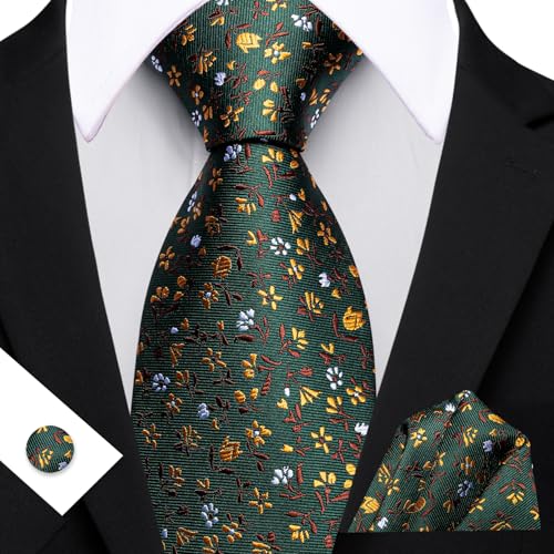 Image of Barry.Wang Ties for Men Silk Tie Sets Polka Dot Woven Necktie Pocket Square Cufflinks Business Wedding