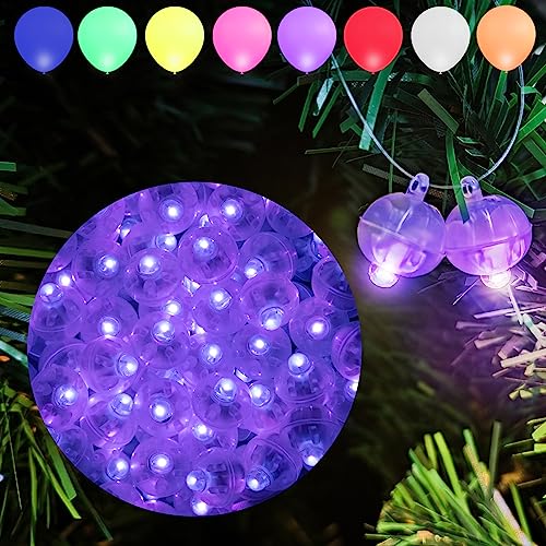 Image of Aogist 100Pcs Balloon Lights with Hook,Long Standby Time,Waterproof Mini Light for Birthday Party Wedding Christmas Halloween Easter Decorative (Flash, Purple)