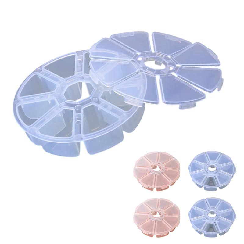 hurifeng 8-Fächer Aufbewahrungsbox – Runde Kunststoff Sortierbox für Perlen, Schmuck, Kleinteile, DIY-Dekoration, Basteln