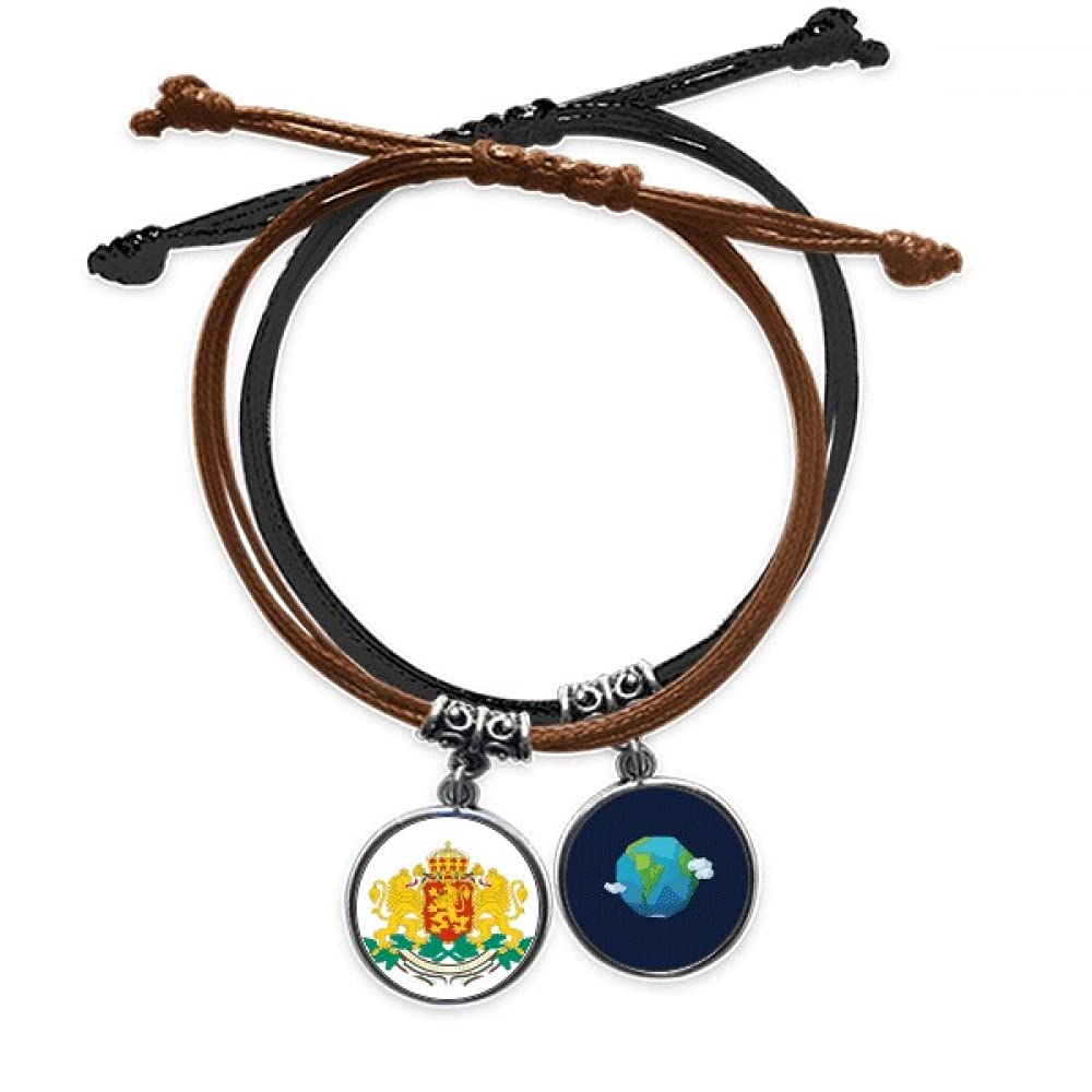 Pulsera de Sofía Bulgaria con emblema nacional y cuerda de cuero 3