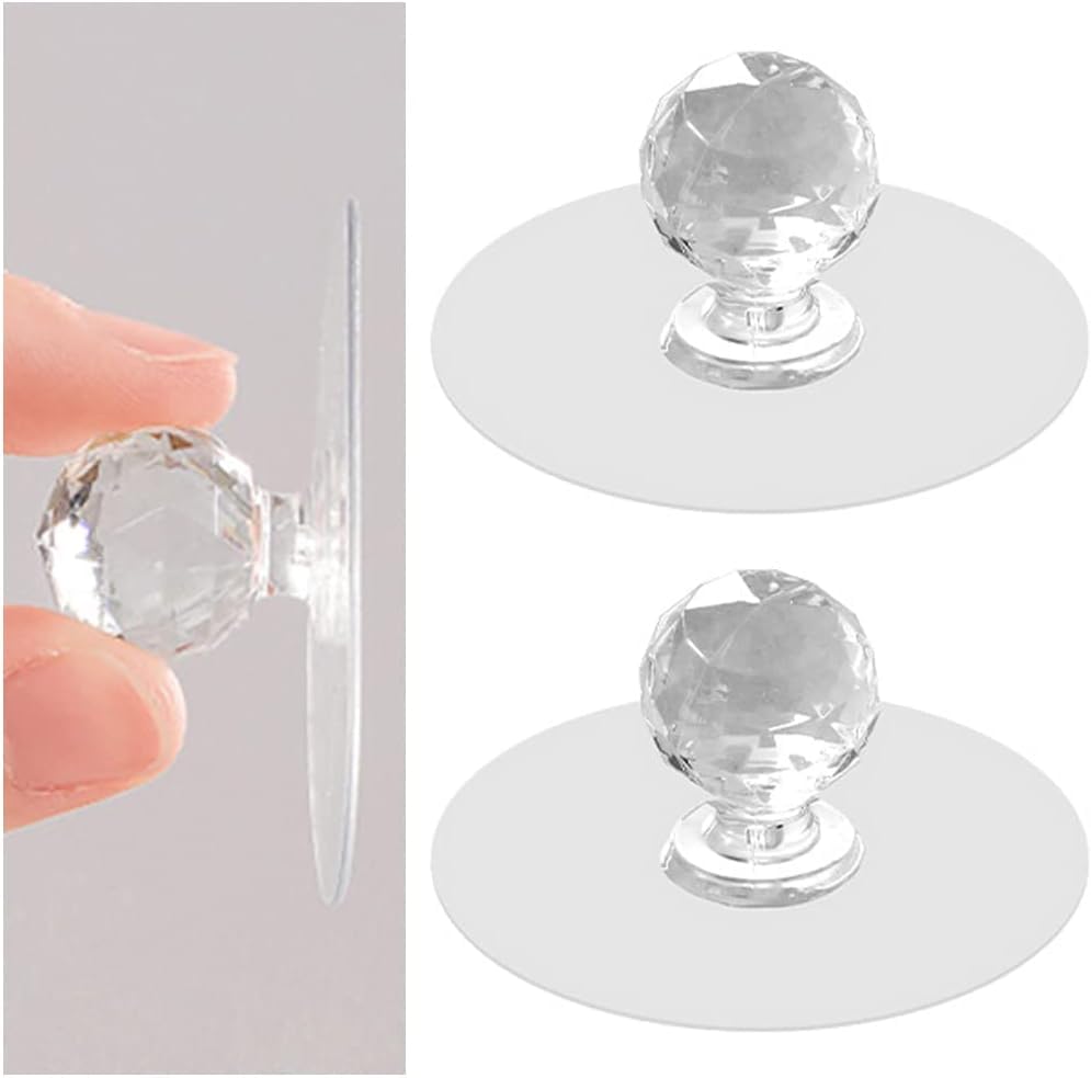 ALV Cabinet Nail Hook Knobs Self Adhesive Clear Acrylic Crystal Pulls Handles Knobs for Wardrobe Kitchen Cupboard Bathroom Dresser Furniture Door Window Pack of 10 (B0DF8H4R6D) Amazon Price History, Amazon Price Tracker