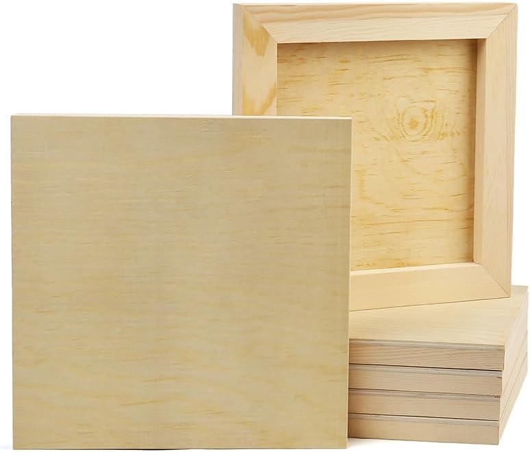 ZEONHEI 10 Pcs 8 x 8 Inch Wood Canvas Boards for Painting