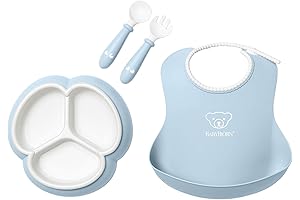 Björn Bib - 4-Piece Powder Blue Mealtime Set