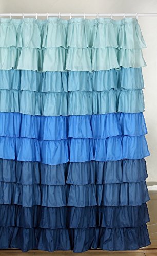 Spring Design Flamenco Ruffle Shower Curtain (Multi Color Blue) #TOP1