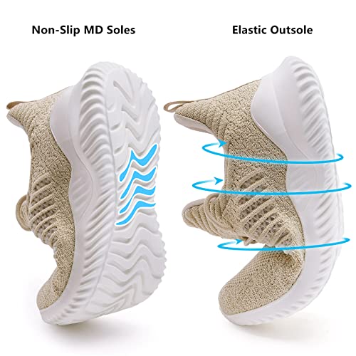 Image of Akk Womens Walking Shoes - Slip On Tennis Running Shoes Memory Foam Lightweight Work Sneakers for Indoor Outdoor Gym