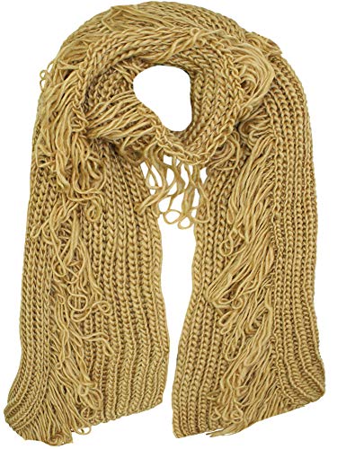Luxury Divas Chunky Winter Knit Scarf With Loop Fringe