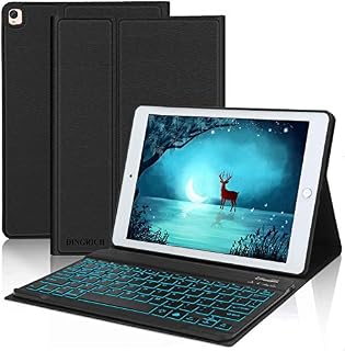 D DINGRICH iPad 9th Generation Case with Keyboard,Compatible with iPad 10.2 9th Gen 2021/8th Gen 2020/7th Gen 2019/Air 10.5 3rd Gen,Smart Case Cover,with Bluetooth Backlit Keyboard,Black
