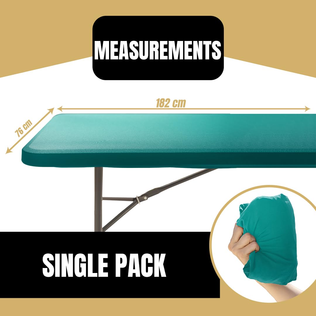 Rectangular Tablecloth with Elastic Band, 182 x 76 cm, Washable Garden Tablecloth, Green, Weatherproof & Non-Slip - Image 2