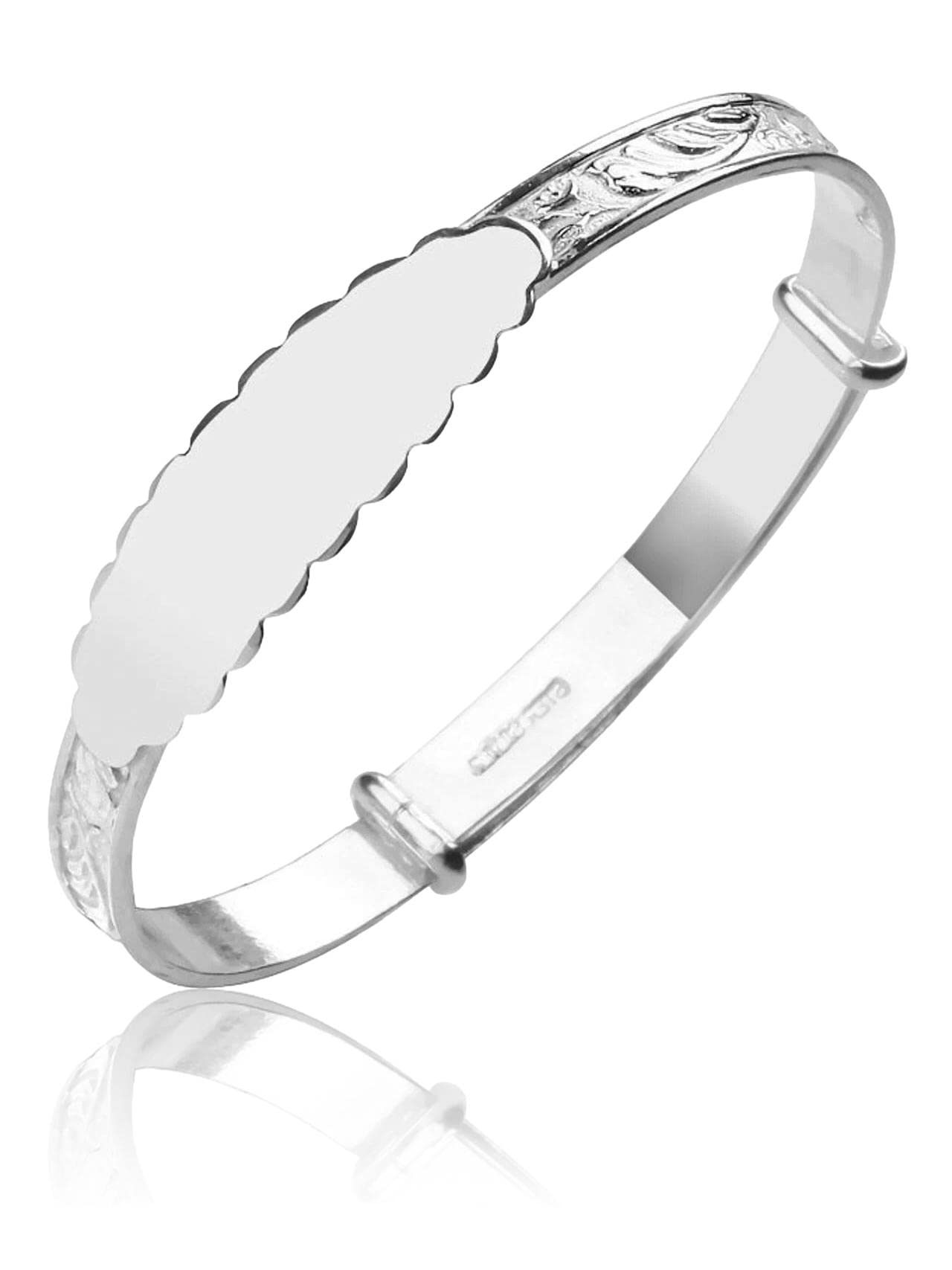 Pulsera de plata de ley 925 con grabado de filigrana victoriana expandible