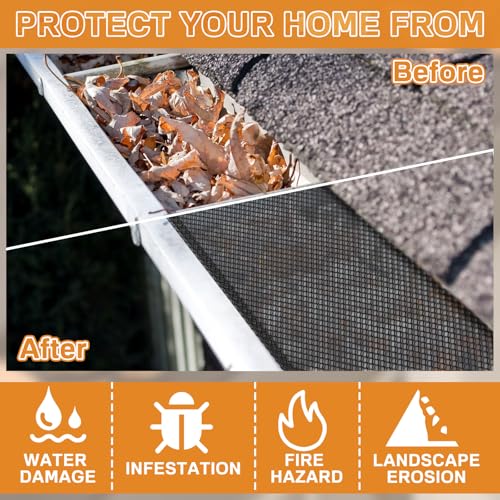 Image of Blulu 25 Pcs Lock in Gutter Guard 6 Inch x 75 ft Stainless Steel Micro Mesh Leaf Gutter Screens Protection Covers Fit 4 inch, 5 inch and 6 inch K Style