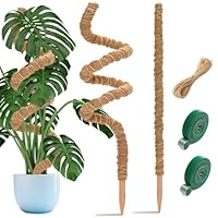 2 Stück Monstera Rankhilfe 122 cm & 63 cm Biegsame Pflanzenstütze aus Kokosfaser – Moosstab Pflanzstab Support für Monstera, Efeu & Zimmerpflanzen mit Zubehör