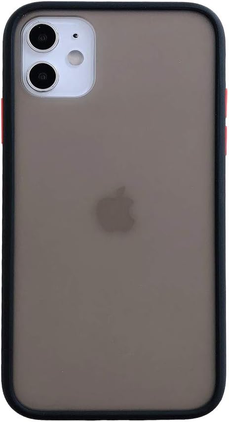 Kplvet iPhone 11 Thick Soft Case,Protective Matte Top Sleek Smooth Texture Semi-Transparent Premium TPU Frame PC Back Case for iPhone 11,Street Fashion Phone Cover (Ying Black 6.1)