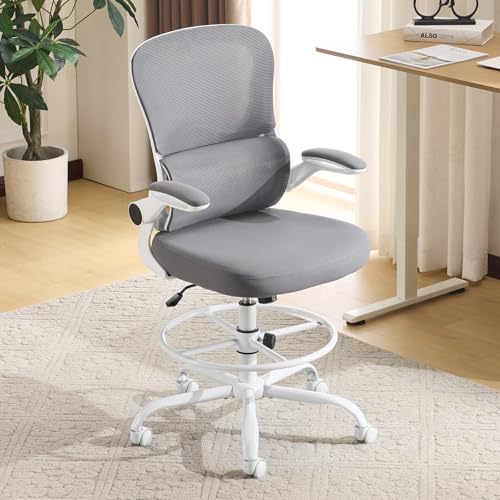 Karl home Drafting Chair Ergonomic Office Chair (Grey)
