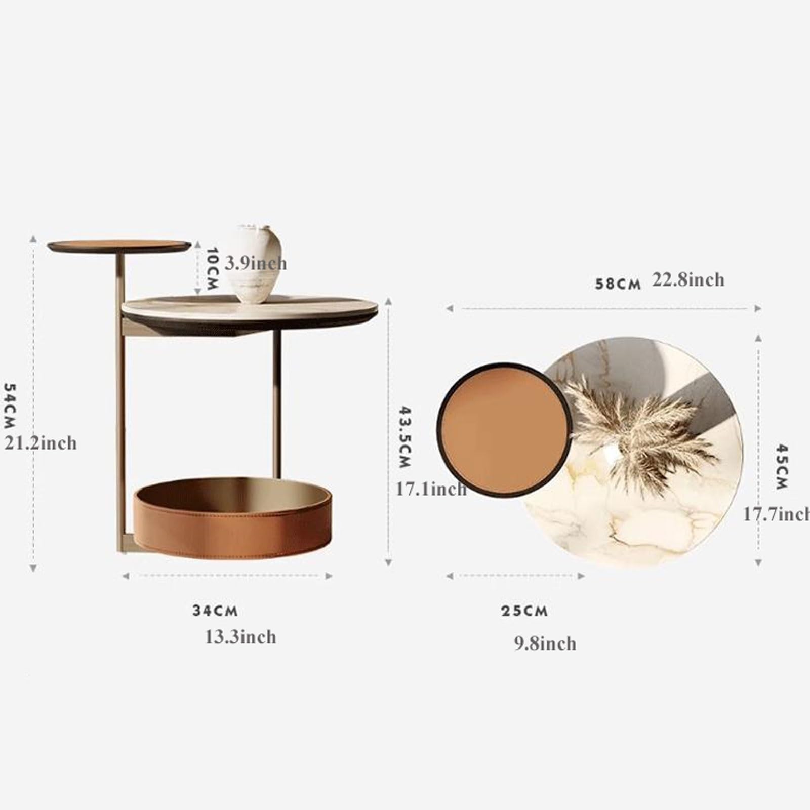 eexbz Sofa 3-Tier End Table, Nightstand Side Table with 2 Tabletops and Storage Basket, Coffee Table Tea Table Side Table for Living Room, Bedroom, Stable Steel Frame Sofas for Living Room