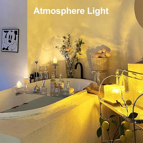 Image of Acrylic Ocean Wave Water Projector Night Light, Aesthetic 3D LED Northern Light Decor, 16 Color Party Lights for Bedroom, Home, Transparent