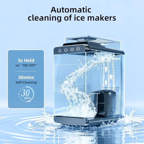 Image of Antarctic Star Ice Maker, Portable Ice Machine with Self-Cleaning Function, 8 Cubes in 6 Mins Fast Countertop Ice Making, Compact Ice Cube Maker for Home, Kitchen, RV, Travel, Steel