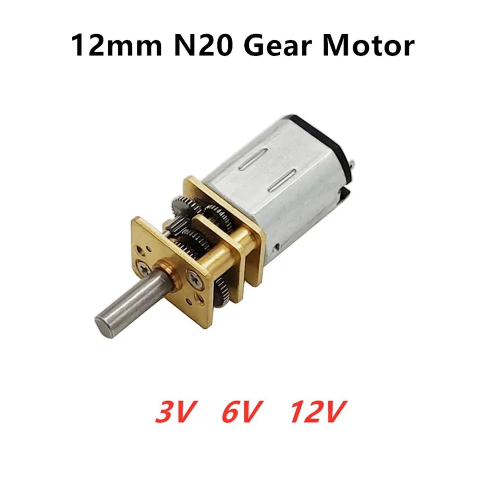 Silnik elektryczny z przekładnią DC N20 3 V/6 V/12 V z małym metalowym silnikiem o niskiej prędkości od 3 do 4000 obr./min do koła zębatego, inteligentny zamek, robot zabawkowy DIY (400_12V)