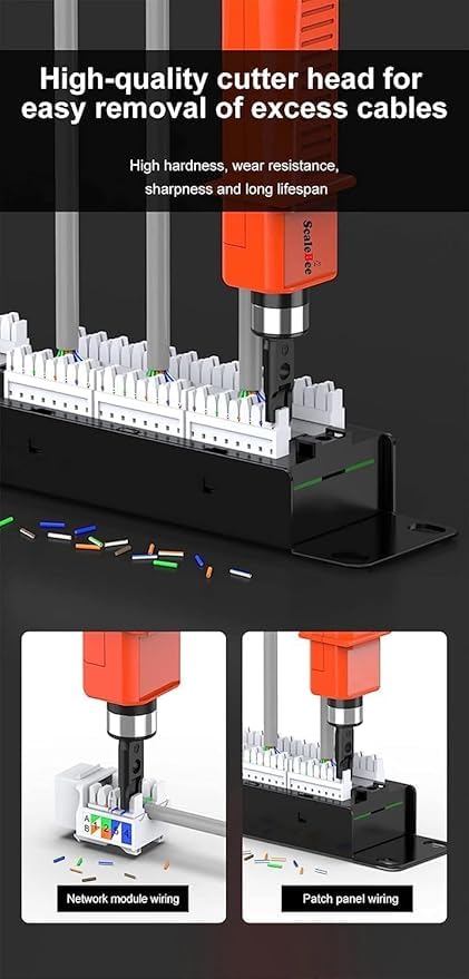 Image of Punch Down Tool RJ45 | Impact Tool | Multifunctional Wire stripper Cutter Tool Ethernet Punching Tool For All Types Of 110 Mdules For CAT5 /6, CAT5E /6E Network Cables (Pack Of 1)