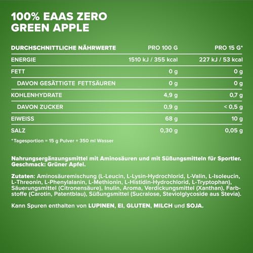 IronMaxx 100% EAAs Apple 500g - EAAs Pulver hochdosiert, Vegan und zuckerfrei, 8 essentielle Aminosäuren zur Ergänzung deiner Sporternährung 4
