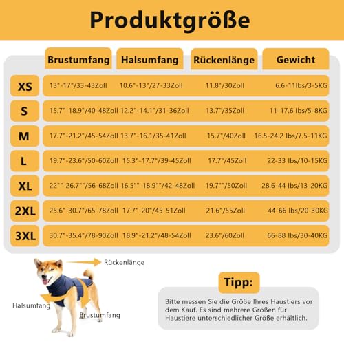 Beruhigungsweste für Hunde mit Kapuze & Reflektorstreifen – Weich & Verstellbar Atmungsaktiver Hundemantel zur Stressreduktion bei Feuerwerk, Gewitter & Reisen (Dunkelblau, XL)