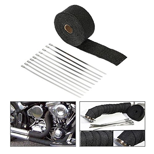 RuleaxAsi 10 m Fibra de vidro envoltório de exaustão rolo envoltório térmico fita de proteção térmic