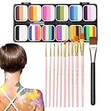 Kit de pintura facial lavable, elegante, funcional, portátil, compacta, 12 colores, pintura profesional, ergonómica, duradera, versátil, maquillaje arcoíris para niño, niña y mujer, elegante