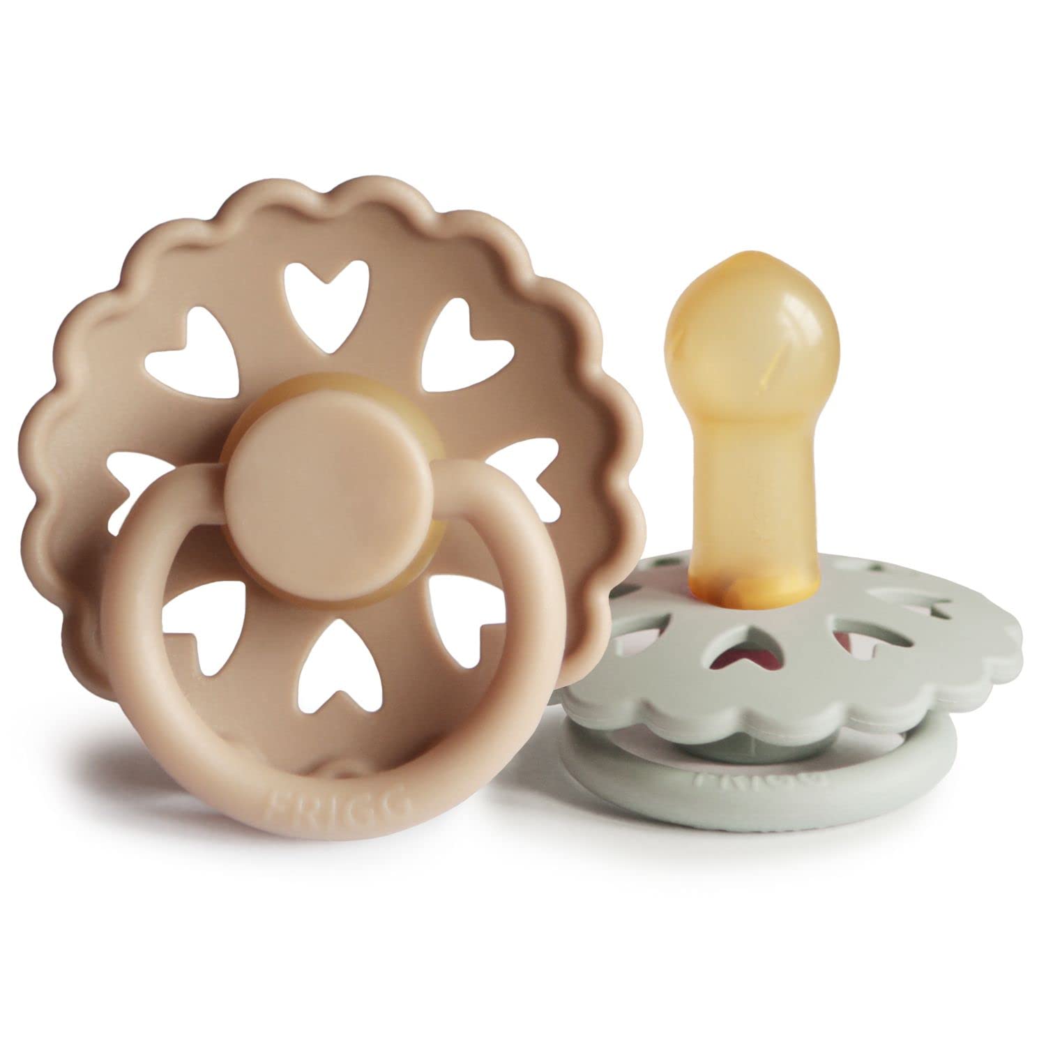 FRIGG Fairytale Chupete 2-Pack | Chupete de látex | Sin BPA | Fabricado en Dinamarca | Tetina simétrica tipo cereza | (Twilight Mauve/Primrose, Talla 1 (0-6 Meses)) — view 23