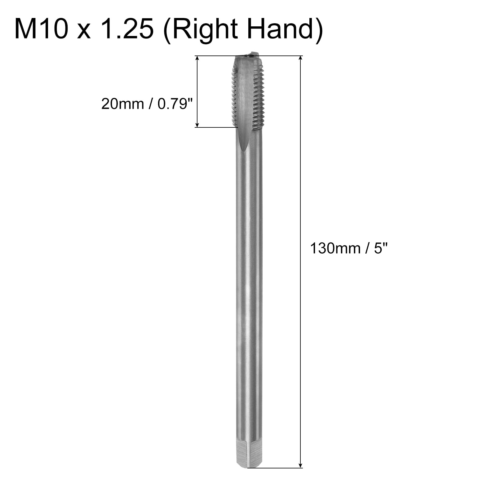 Machuelo De Rosca Métrica M10 X 1.25 H2 Extra Largo 150 Mm - Acero HSS 6542, 3 Flautas Rectas, Para Máquinas De Fresado Y Roscar
