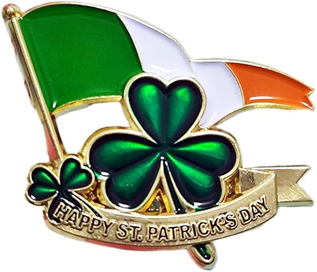 Image of St Patrick's Day Lapel Pin Badge Brooch Shamrock Irish Lucky Clover Celebration Gifts Decoration
