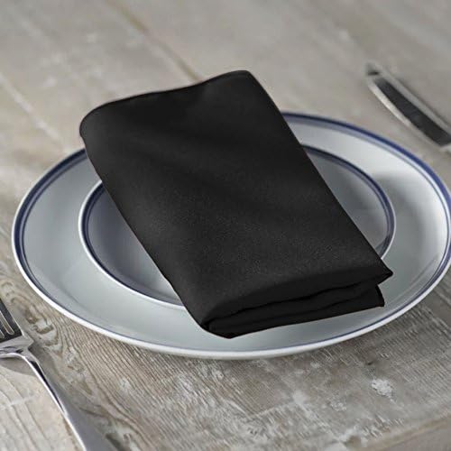 Remedios Black Polyester Cloth Napkins - 17 x 17 Inch Soft Washable Dinner Napkins - Set of 12 Pieces Hemmed Edges Table Napkins for Wedding, Party, Restaurant
