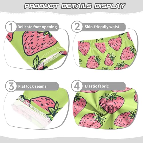 Doodle Strawberry Pattern Girls Leggings Ultra Soft Compression Yoga Gym Pants for Kids 4-10T3