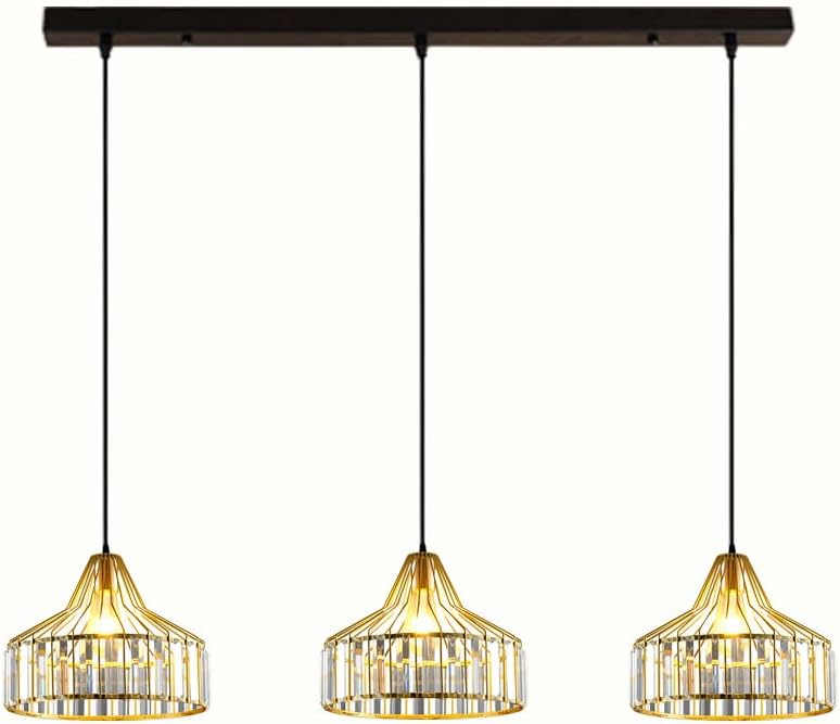 Gold Small Crystal Pendant Light ,Modern Elegant Crystal Glass Ceiling Chandelier -3 Lights,Creative Crystal Chandelier For Kitchen/Dining Room/E26 Lampholder,Room Lighting Fixtures Decoration