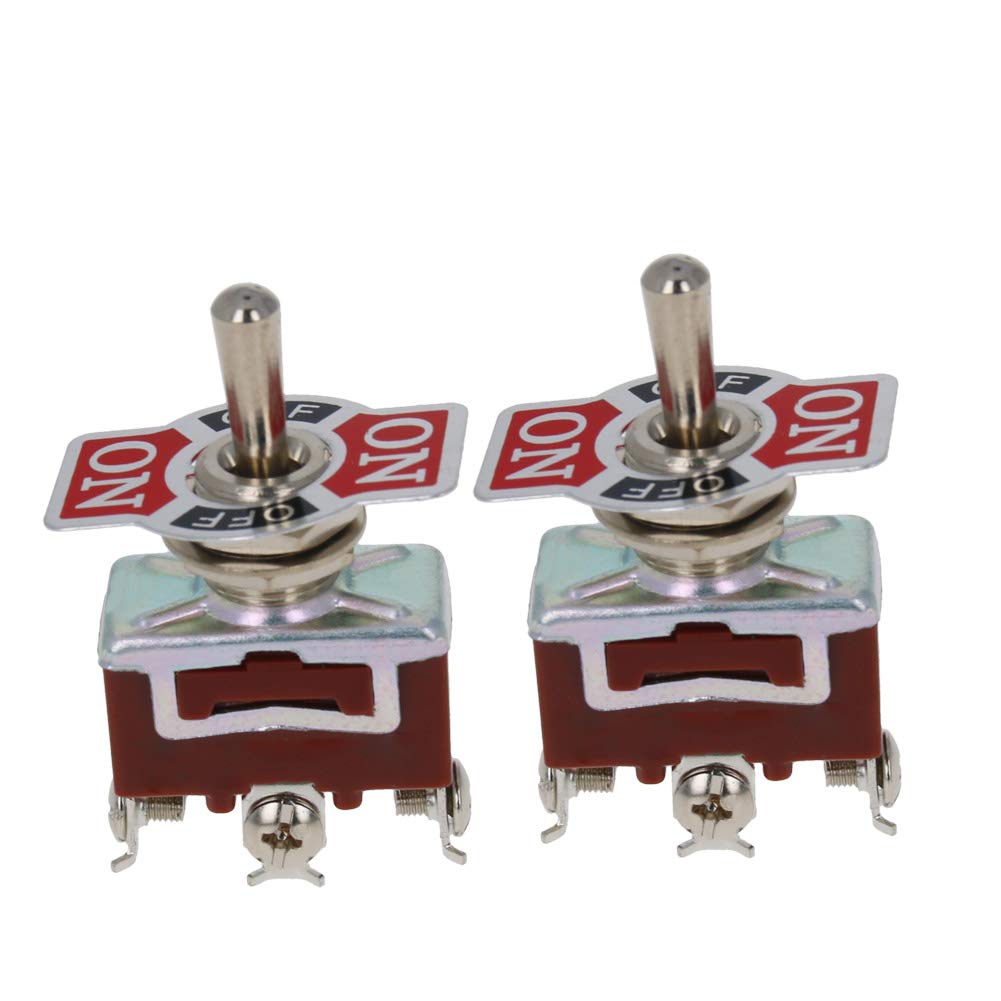 Fielect 5pcs SPDT Toggle Switch Rocker Toggle Switch Self Reset Heavy-Duty 15A 250V ON/Off/ON E-TEN123-3