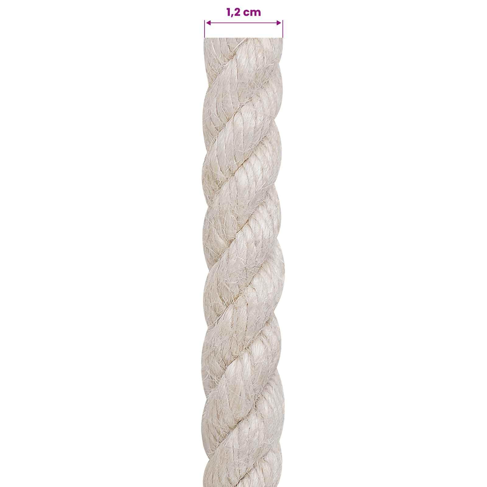 Corda di iuta da 12 mm bianca in 100% iuta Tossa, 3 strati, 4,5 kg, versatile come corda, corda per giardino, campeggio, officina, trasporto e artigianato