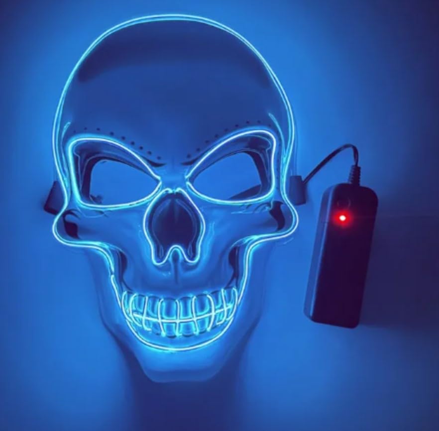 Máscara Led Neon Caveira Pisca Halloween Festa Rave