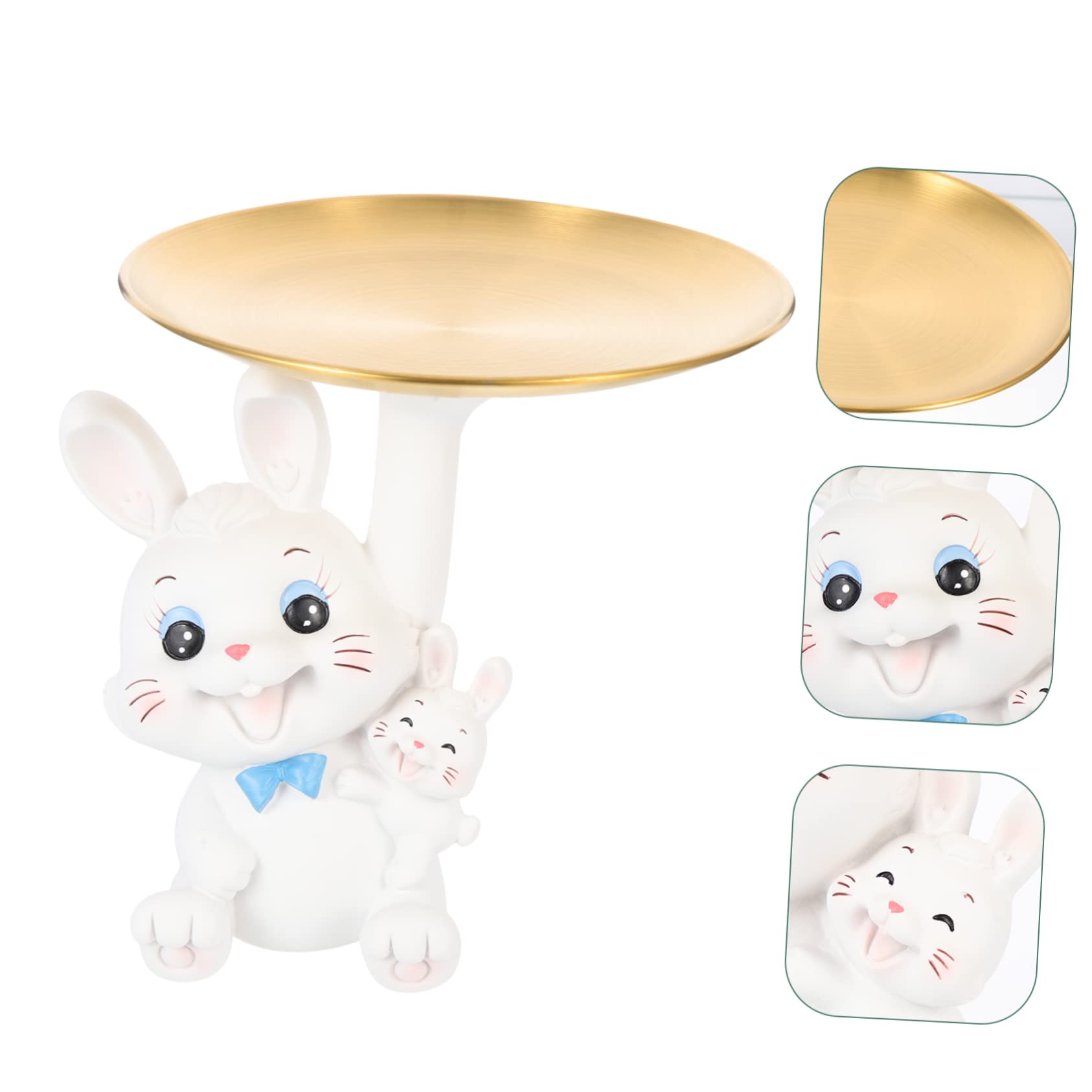 Plateau Résine Lapin Décoratif pour Bijoux Et Clés Support De Snack Et Décoration De Bureau Forme De Lapin Accessoire De Maison Créatif Et