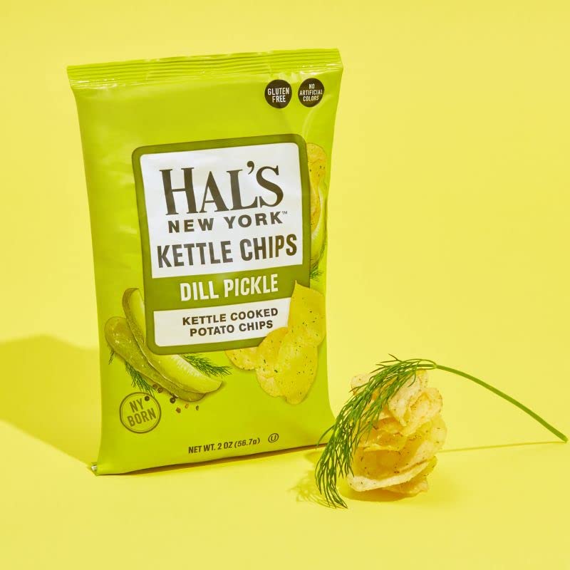 Miniatura 8 de Hal's New York Kettle - Patatas fritas cocidas sin gluten con sabor a pepinillos de eneldo, 2 onzas (paquete de 24)