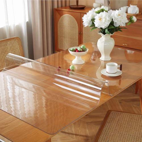 OstepDecor Clear Table Protector, 2pcs 24 x 24 Inch Clear Table Cover Protector, 1.5mm Thick Plastic Clear Table Pad Mat, Clear Table Cover Protector, Table Protector for End Table, Night Stand