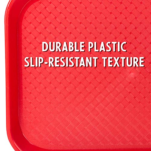 12 Pack Fast Food Cafeteria Tray | Twelve 14 X 18 Rectangular Textured Plastic Food Serving Tv Tray Multipack | School Lunch, Diner, & Commercial Kitchen Restaurant Equipment (Black) #TOP4