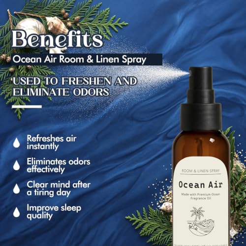 Image of Room Fragrance Spray, Ocean Air Scent, Long Lasting Concentrated Room Spray | with Notes of Fresh Coastal Scent, Room Air Freshener & Odor Eliminator for Home, Bathroom, Bedding, Fabric, 2 x 4.06 fl oz