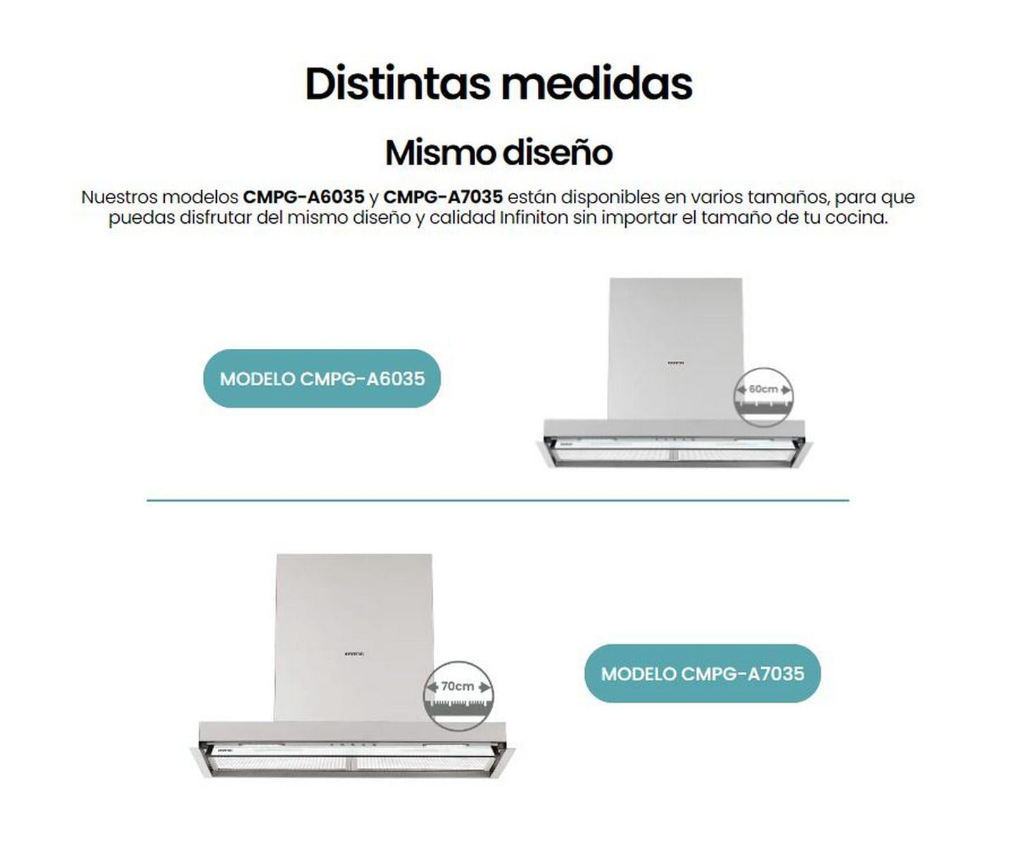 INFINITON Campana Extractora Integrable CMPG-A9035,599 m3/h, 90 cm 3 Niveles de potencia de succión, Control de mandos electrónico, Filtros de aluminio, A+, Luces LED, Acabado ACERO INOXIDABLE
