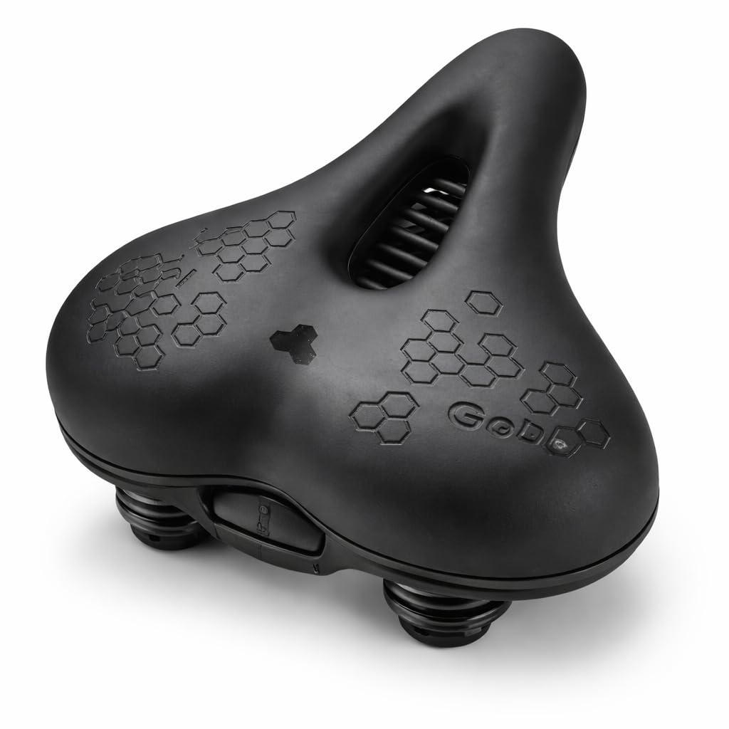 Trekking Gel-Polster-Sattel für Fahrrad,Fahrradsattel Komfort mit Federung – Ergonomischer Gel-Sattel mit Stoßdämpfer & Belüftung – Extra Breiter Fahrradsitz für Damen & Herren
