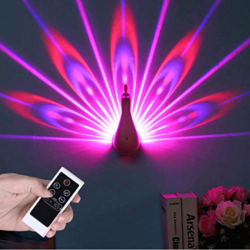Aplique de Pared Moderno, luz de Silicona con Forma de Pavo Real, RGB con Cambio de Color, con Mando a Distancia, luz Nocturna Regulable, lámpara LED Decorativa para Dormitorio inf