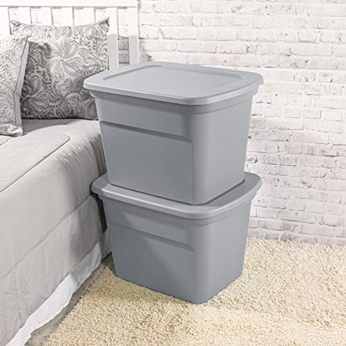 Sterilite 18 Gal Storage Tote, Stackable Bin with Lid, Plastic Container to Organize Clothes in Closet, Basement, Gray Base and Lid, 8-Pack - Image 6