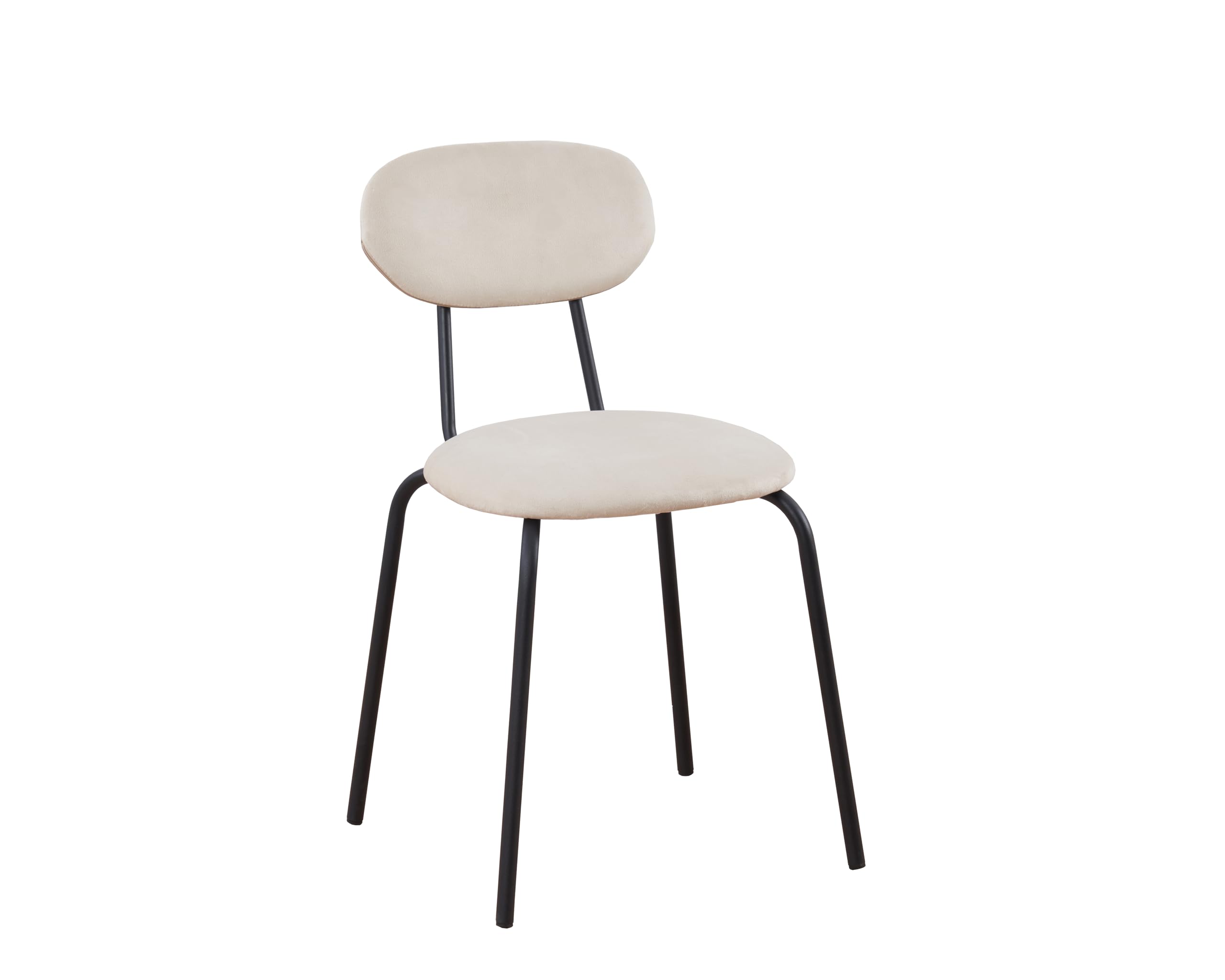 Lot de 4 Chaises Salle à Manger Velours Beige - Chaises Salle Manger Empilables & Chaise Métal - Idéal Fauteuil Salon, Chaise Coiffeuse
