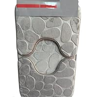 Set 3 Tappeti Bagno Memory Foam Antiscivolo - Completo Rettangolare, Giro WC E Bidet Con Motivo Decorativo - Foto 11