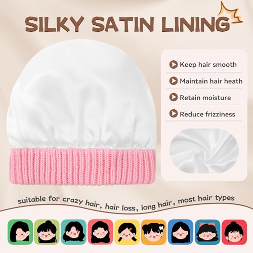 Zando Toddler Satin Lined Winter Hat Knitted Baby Beanie Silk Lined Infant Toddler Beanie Cap Winter Warm Hats for Boys Girls2