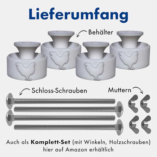 4X Behälter Milbensperre für Hühnerstange gegen rote Vogelmilbe Hühner, Milbenschutz, Milbenfalle, Hühnerstall, Hühnerstange (4X Behälter für 2 Hühnerstangen geeignet)